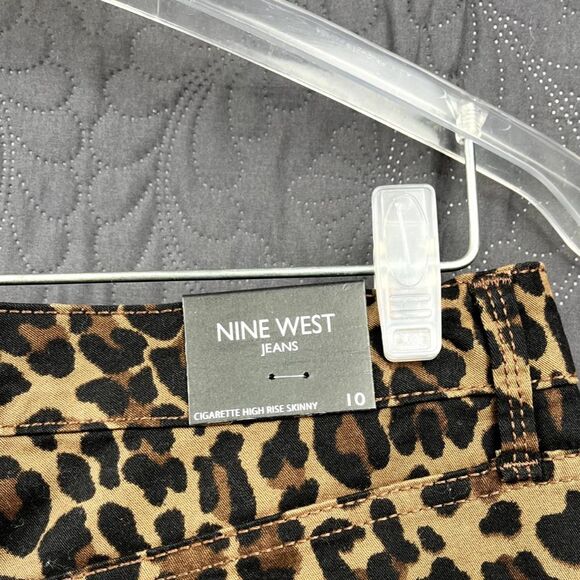 Nine West Jeans High Rise Cigarette Skinny Animal Print Denim Jeans SZ 10:NWT - Picture 8 of 8